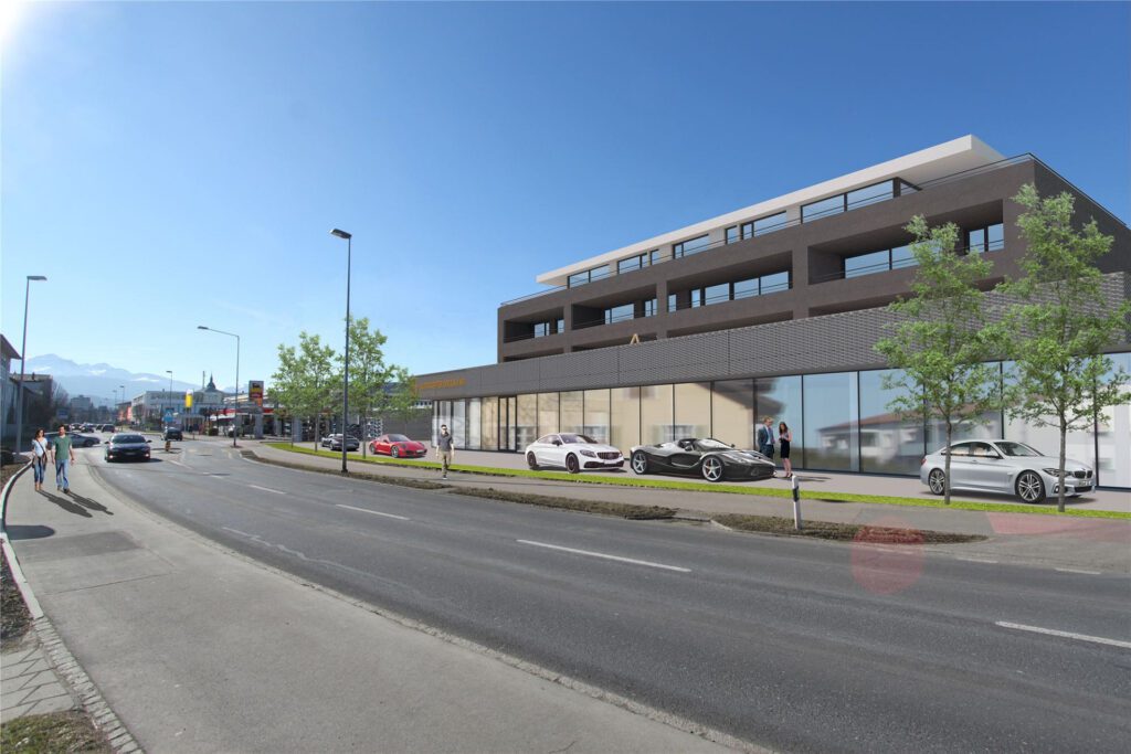 3D generiertes Mehrfamilien Haus mit Autocenter in Emmen